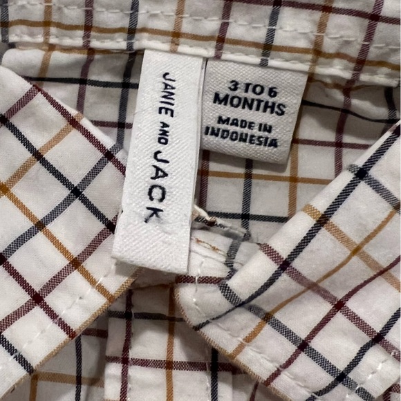 Janie & Jack BABY PLAID POPLIN BODYSUIT Dress Shirt - Picture 3 of 7